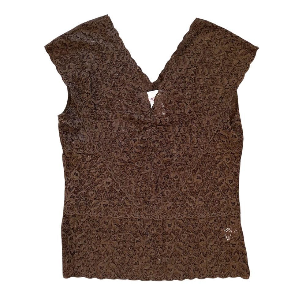 Nine West Y2K Elegant Brown Lace Women Top